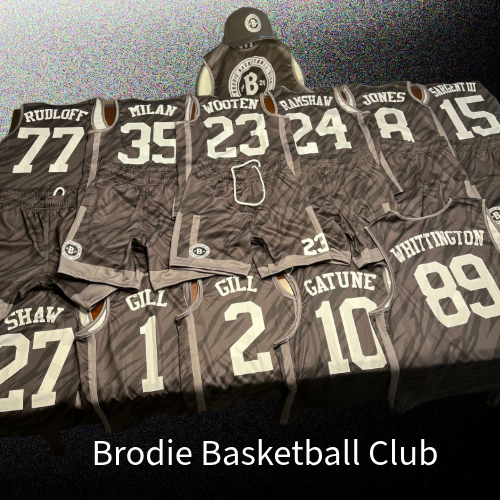 Eye-level view of a basketball training session with players practicing dribbling