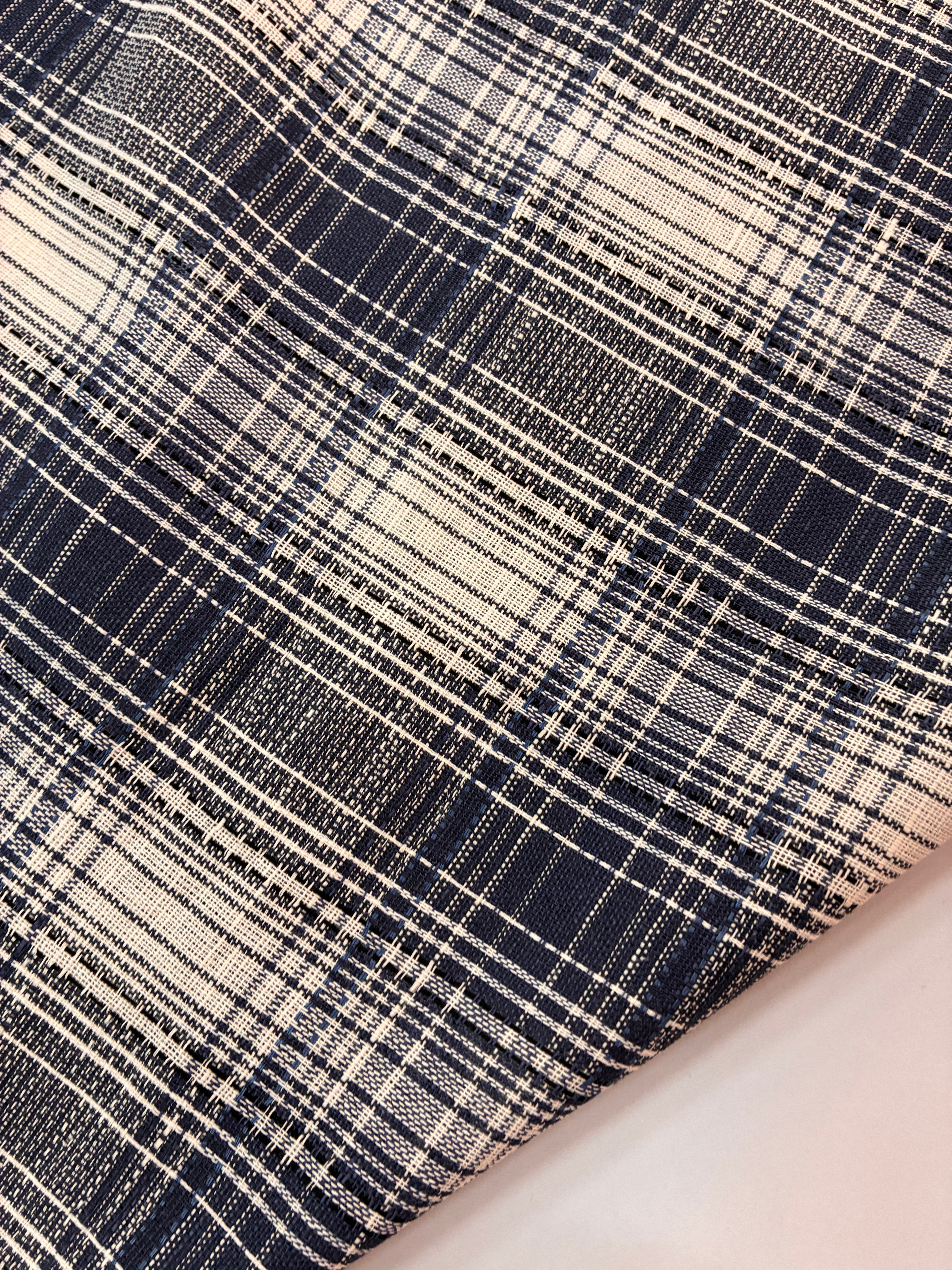 Linen Cotton Check Navy