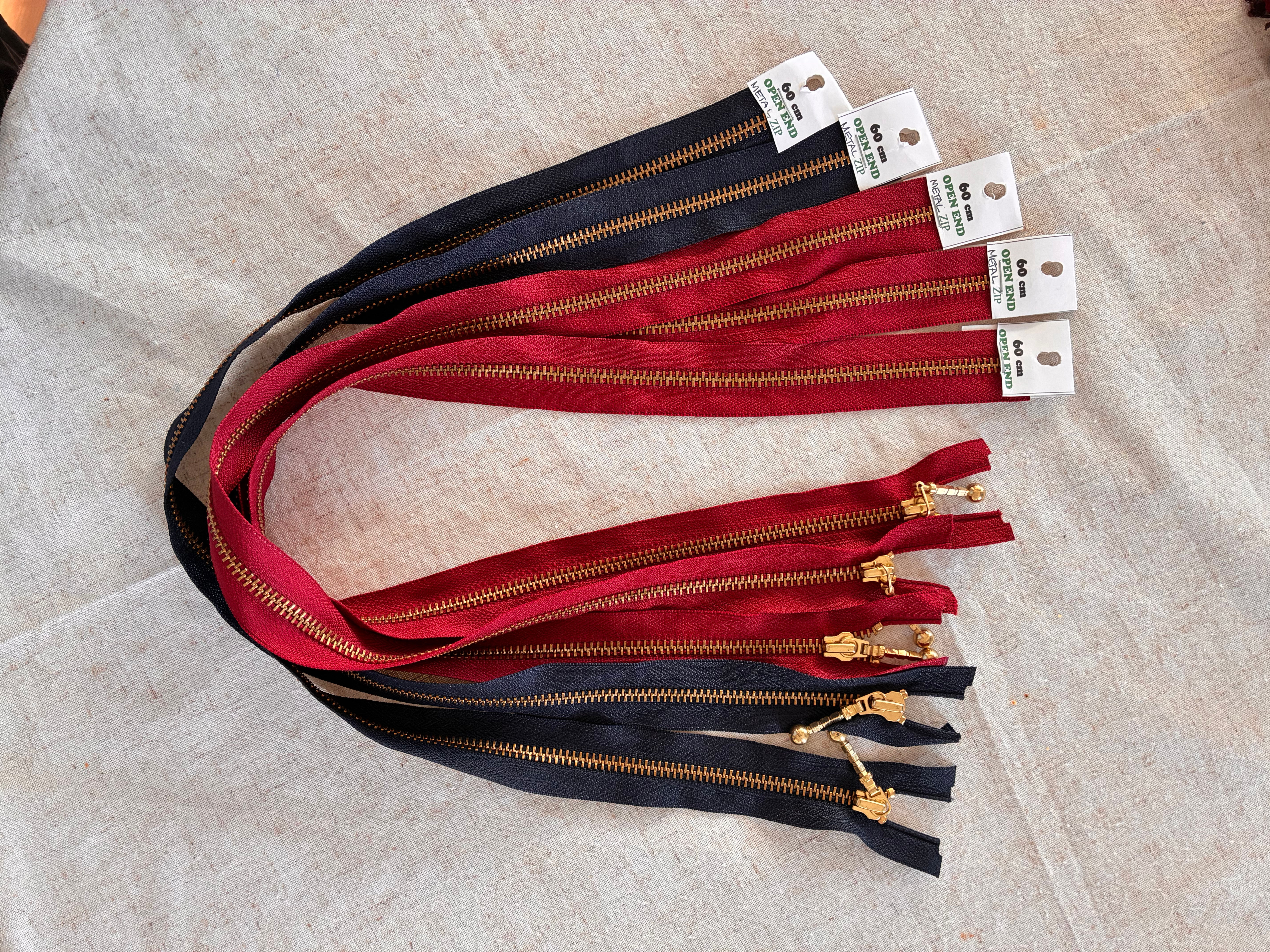 5 x 60cm Metal Open End Zips