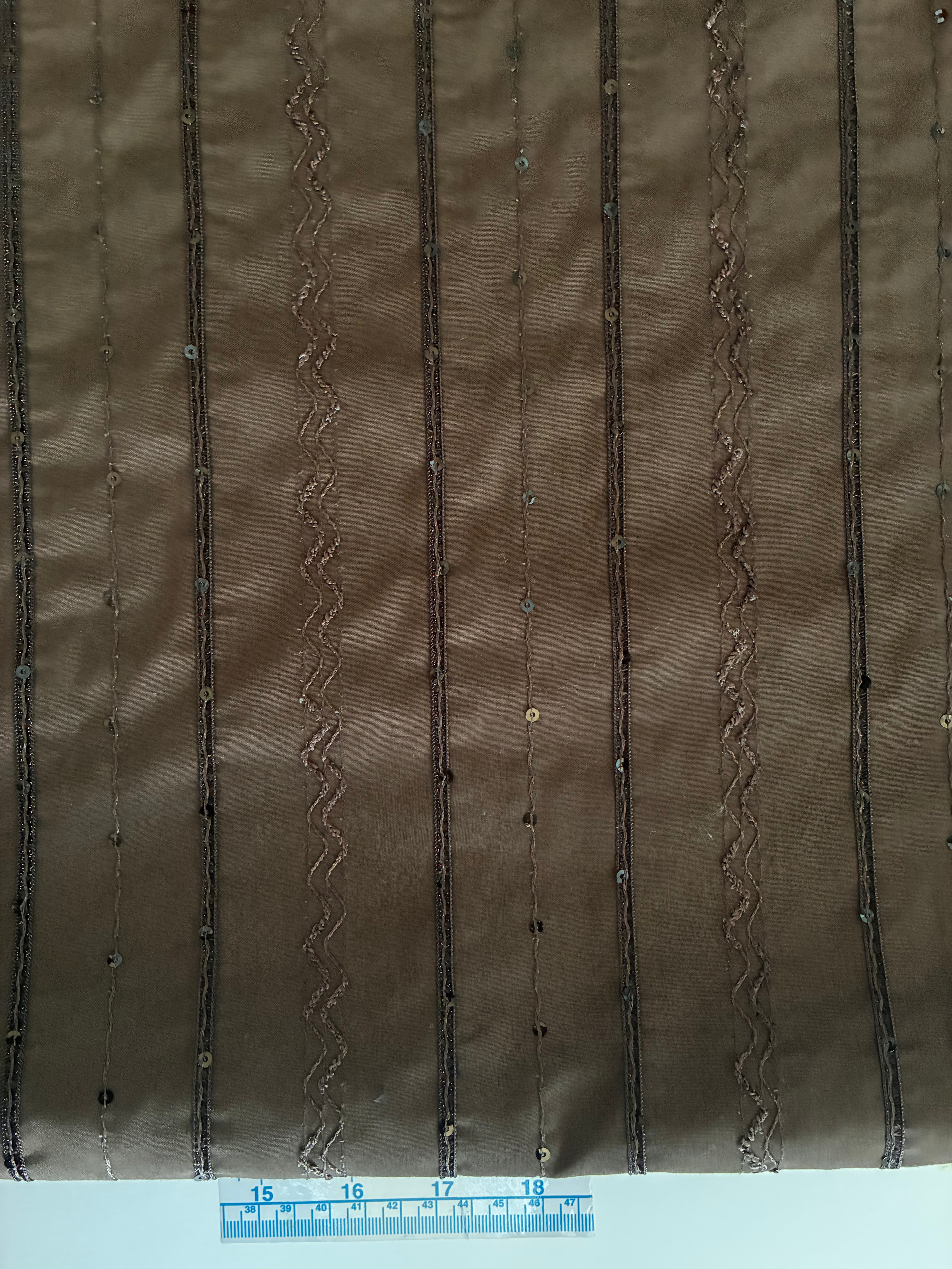 Sequin Stitched Cotton Brown