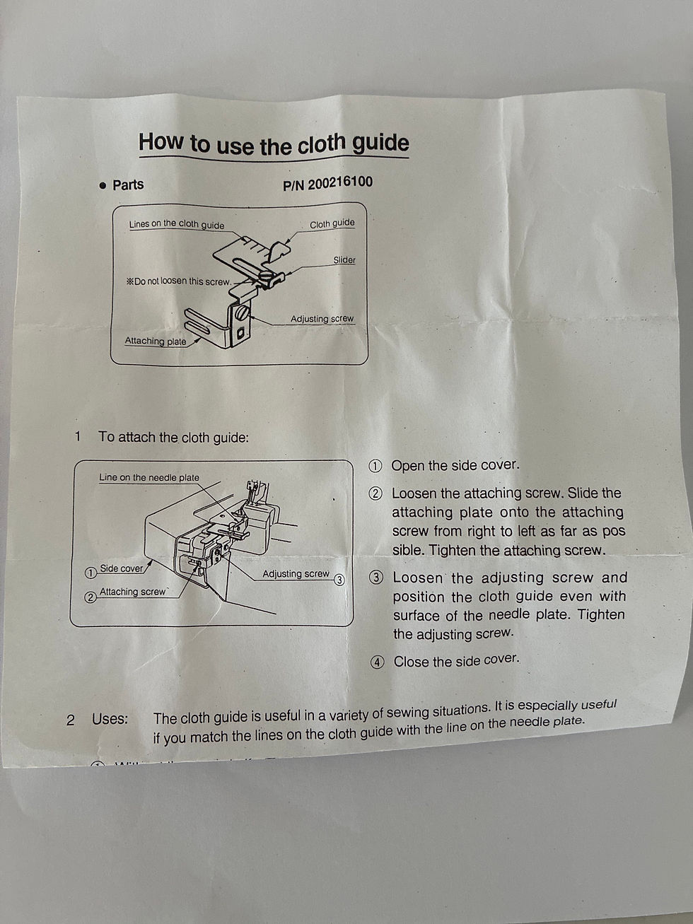 Thumbnail: Overlocker Cloth Guide 200216100