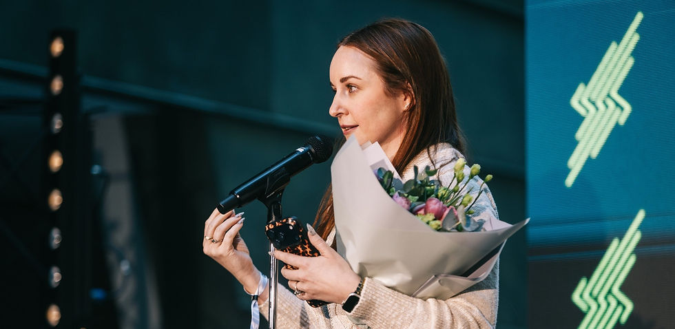 Erin Barra is delivering her acceptance speech at the 2026 Keychange Inspiration Award stage.
