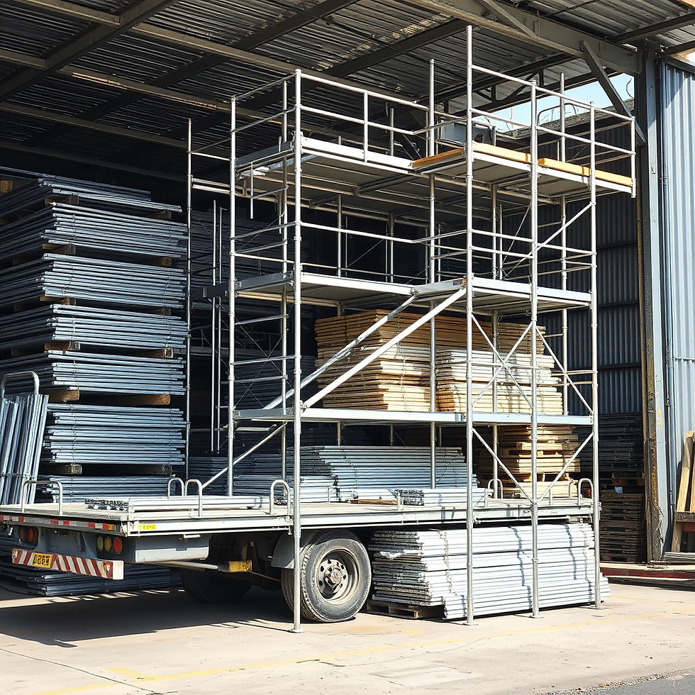 supply of metal silver scaffolds materials with a truck .jpg