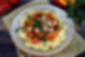 Kürbis-Kichererbsen-Ragout auf Kartoffelstampf