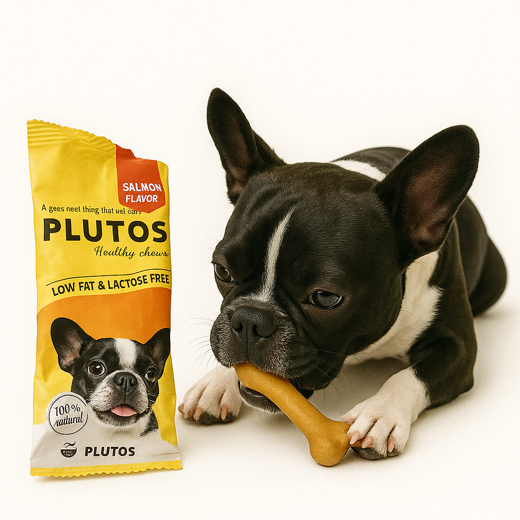פלוטוס - חטיף לכלבים עצם בינונית 12ס"מ גבינה וסלמון Plutos