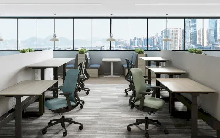 Okamura's mesh/fabric chair lines stand out for their ergonomic design, high breathability, and superior durability, offering long-term comfort.