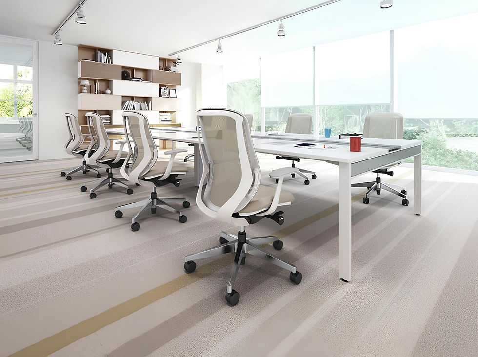 The Sylphy chair features a meticulously curved design that contours to the body, helping to maintain a natural sitting posture and minimize pressure on the spine.