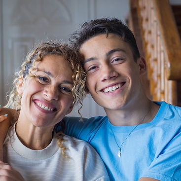 Portrait of grateful teenager man hug sm