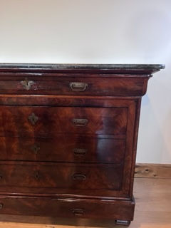 Thumbnail: Figured Walnut Louis Philippe Style Marble Top Commode