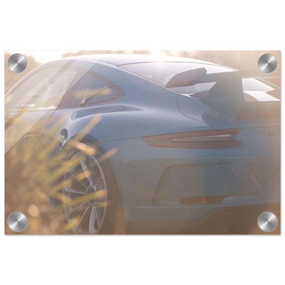 Thumbnail: Blue Porsche GT3 Rear Sunflare  - Acrylic Print