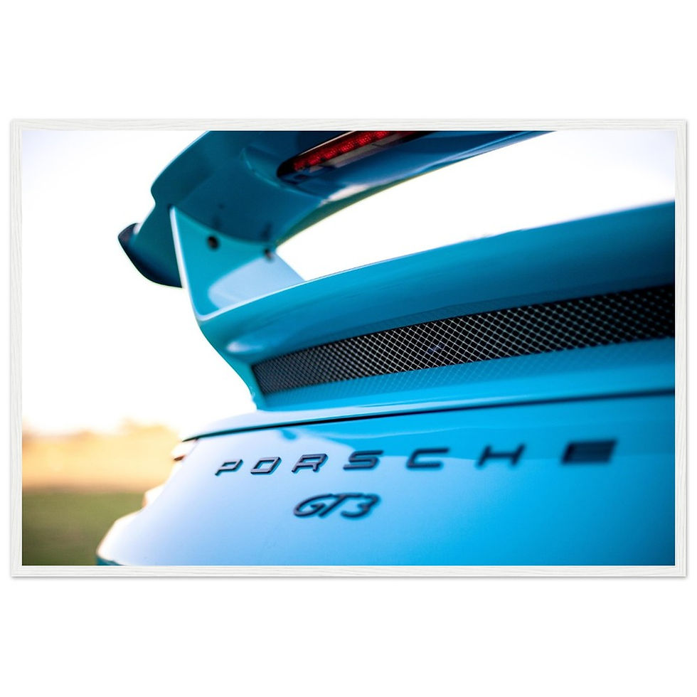 Thumbnail: Blue Porsche GT3 Wing - Wooden Framed Poster