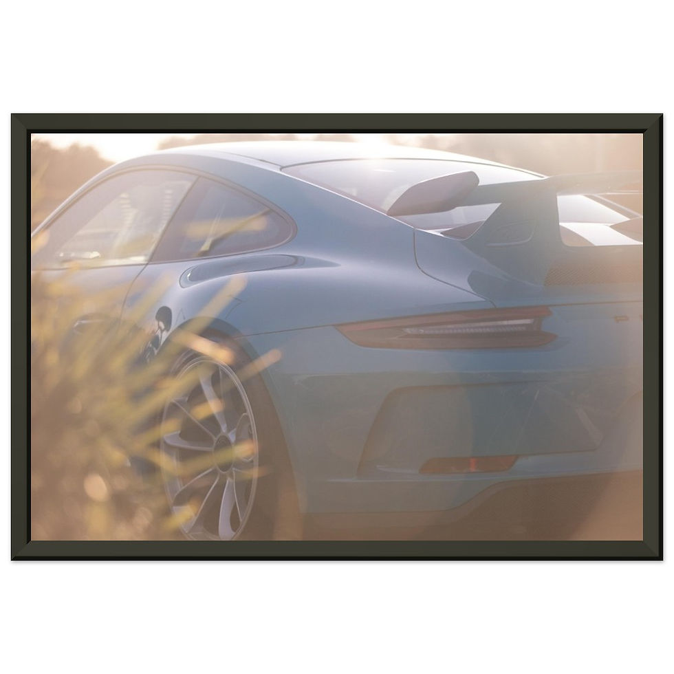 Thumbnail: Blue Porsche GT3 Rear Sunflare - Metal Framed Poster