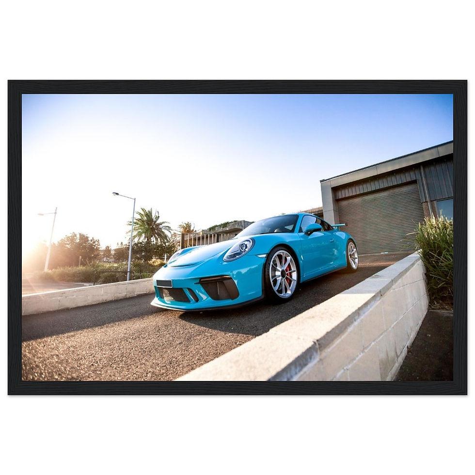 Thumbnail: Blue Porsche GT3 Hero - Wooden Framed Poster