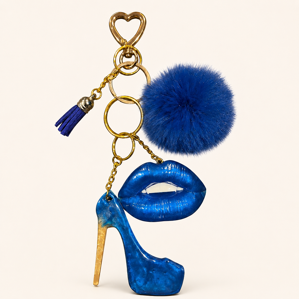Thumbnail: Royal Blue Claszy x Paree Classic Lips & Heels Bag Charm Keychain