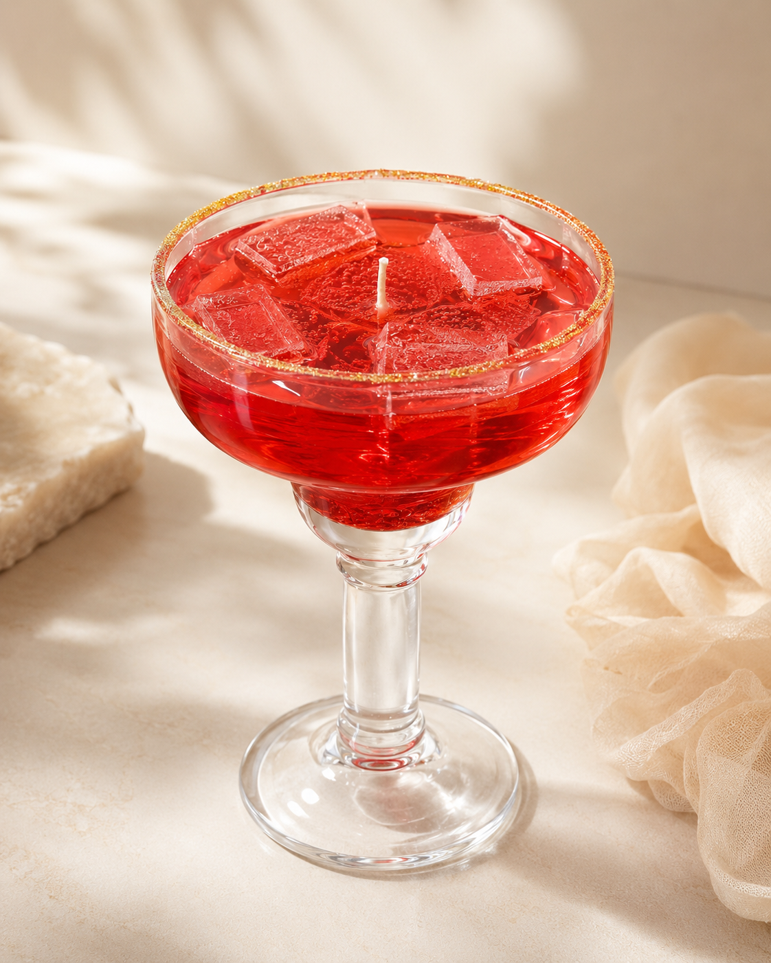 an image of Cotton Candy Margarita Candle Drink with Purse Ice Cubes