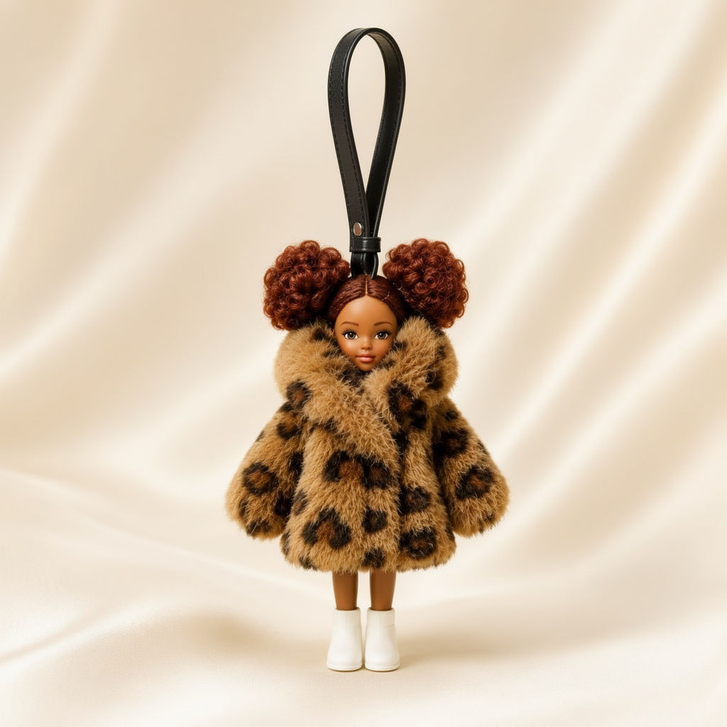 a photo of a Claszy x Paree Leopard Luxe Doll Charm