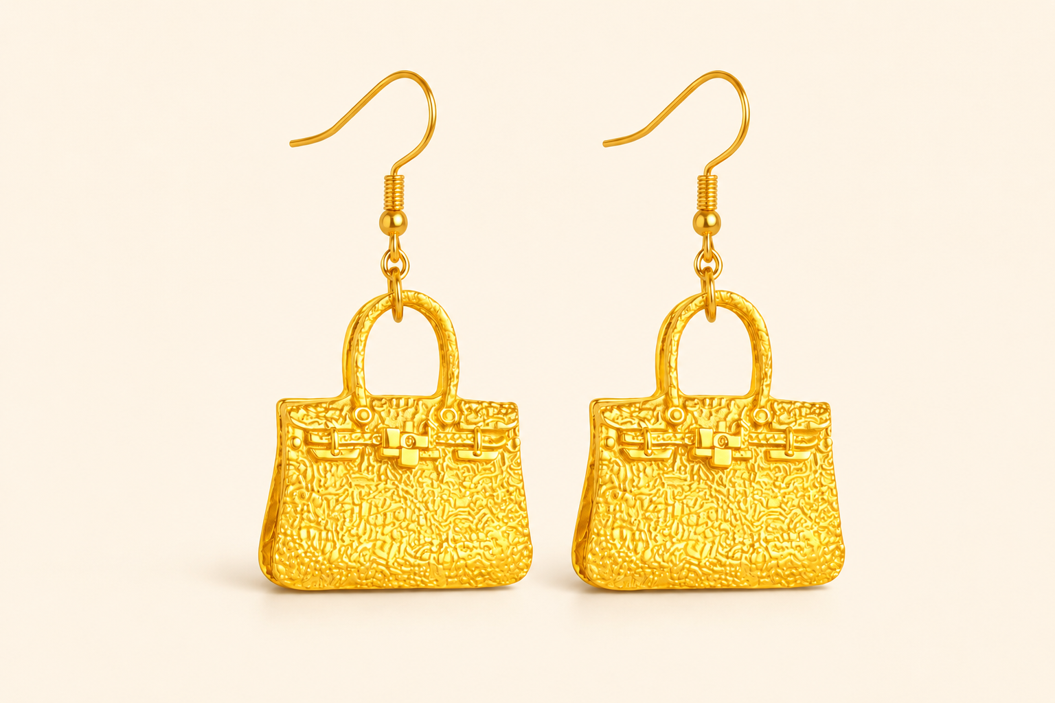 a photo of Gold Mini Handbag Drop Earrings