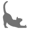 Silhouette icon of a stretching cat