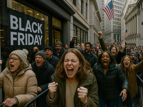 Menigte staat in de rij voor een Black Friday sale