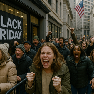 Menigte staat in de rij voor een Black Friday sale