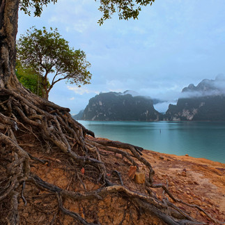 Lakeside rainforest scenery on a private island in Cheow Lan Lake
