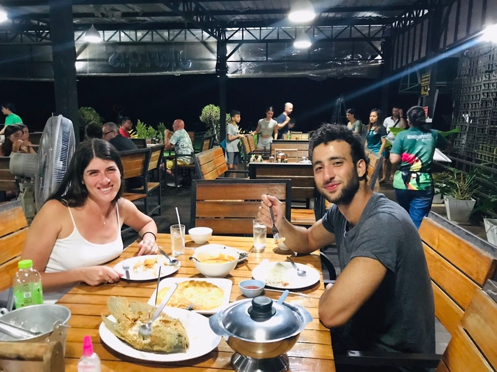 Guests dining at the floating restaurant at Phupha Waree Floating Resort