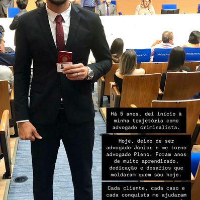 ✨ Há 5 anos, dei início à minha trajetória como advogado criminalista. 💼⚖️