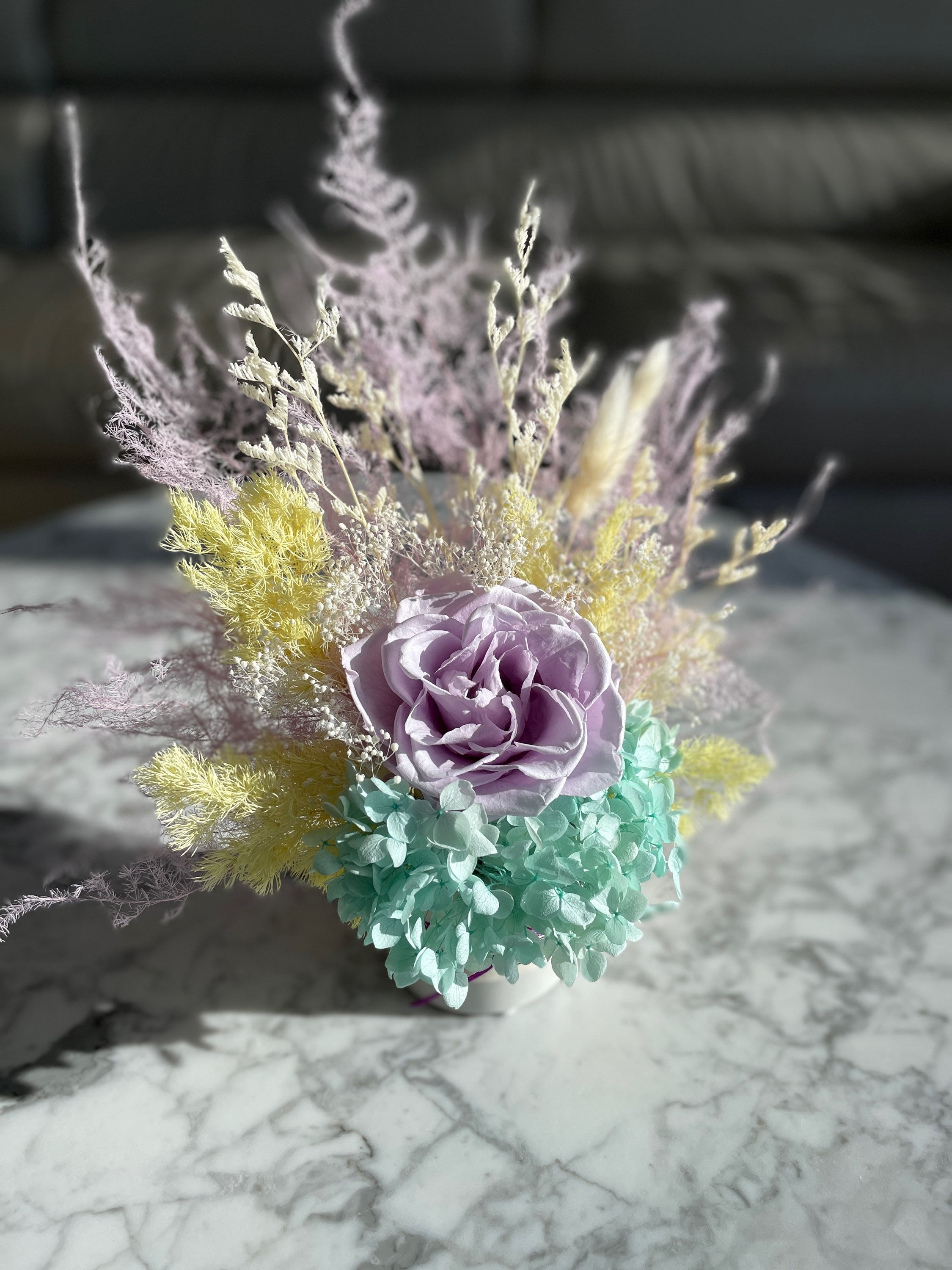 Single Preserved Rose Arrangement - Mixed Colour