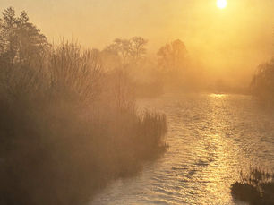 sunrise and mist on the Dorset Stour