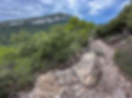 A rocky section of the GR221 trail reveals Mallorca’s rugged Tramuntana slopes – a highlight of the Esporles to Valldemossa walk