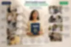 Healthcare poster with woman holding Seht health record, surrounded by doctor, lab, pharmacy and school record scenes. Track on seht.