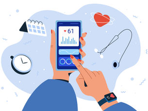 person reviewing daily health tracking app on phone | blood pressure and heart rate daily log | heart disease risk factors infographic | smartwatch health monitoring dashboard