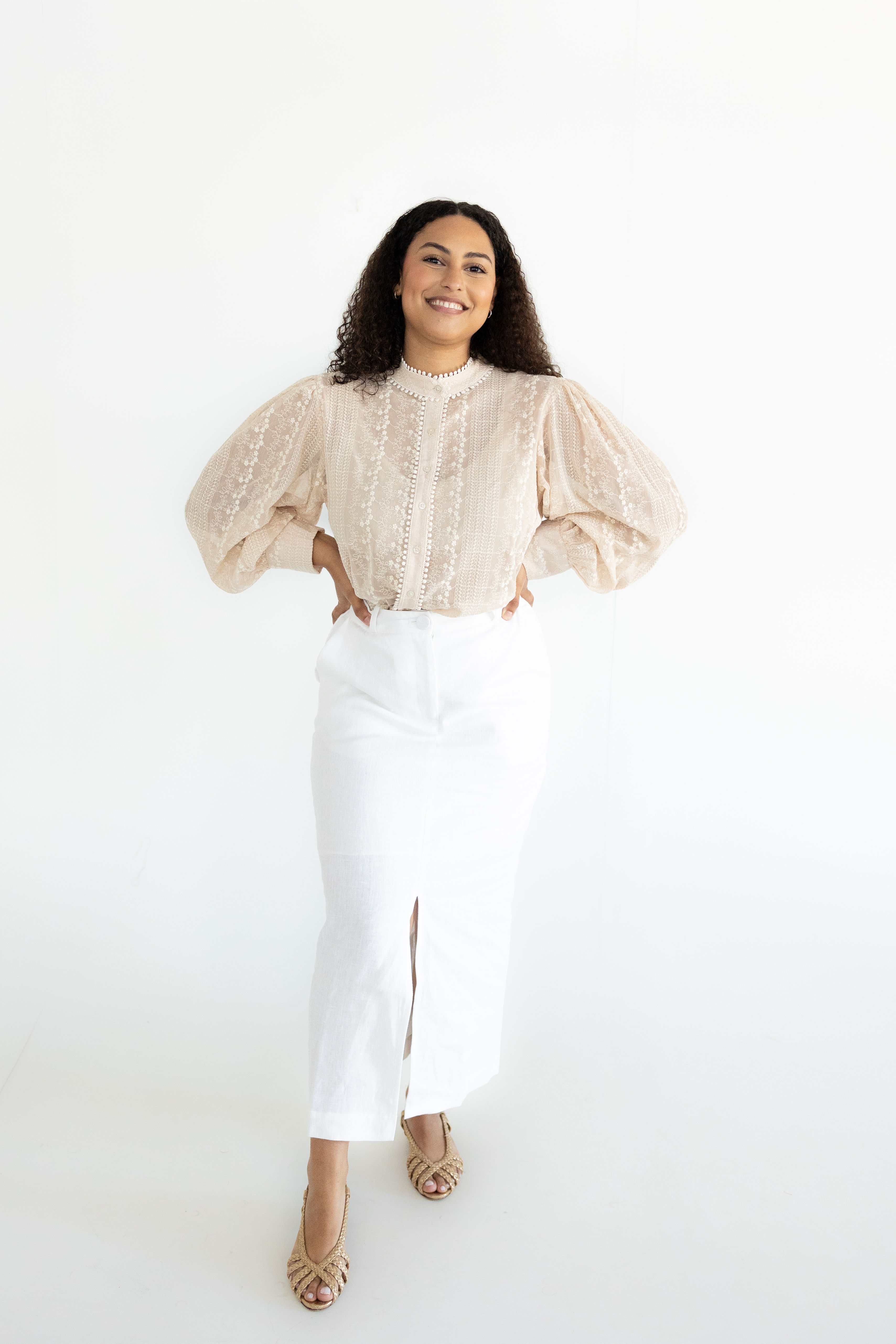 EMBROIDERED CHIFFON SHIRT