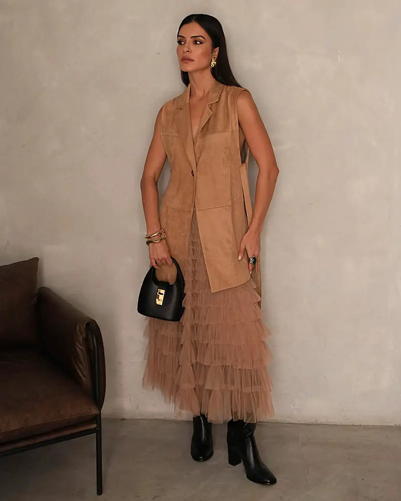 COLETE ALONGADO SUEDE MEG