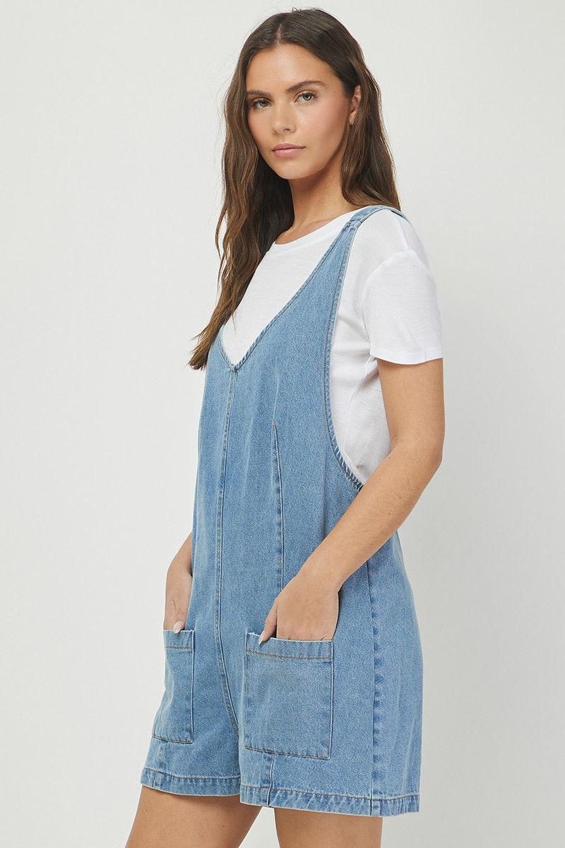 Thumbnail: DENIM ROMPER OVERALLS