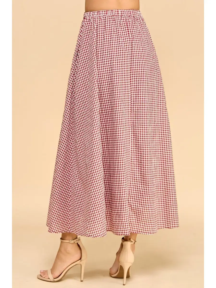 Thumbnail: GINGHAM PRINT MAXI SKIRT
