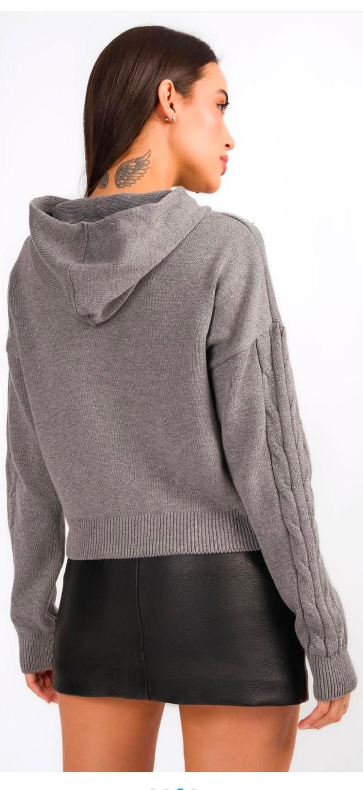 Thumbnail: GRAY SWEATER WITH HOOD