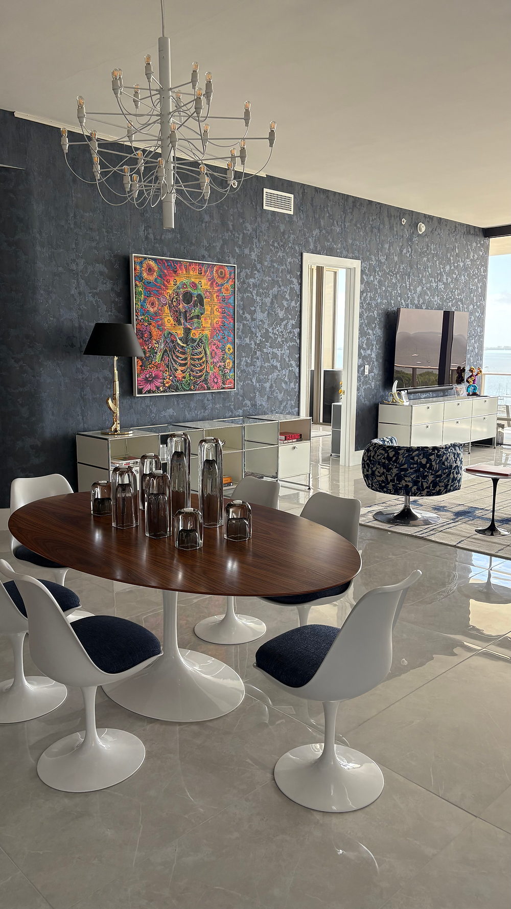 Luxury dining and living space, showcasing modern construction