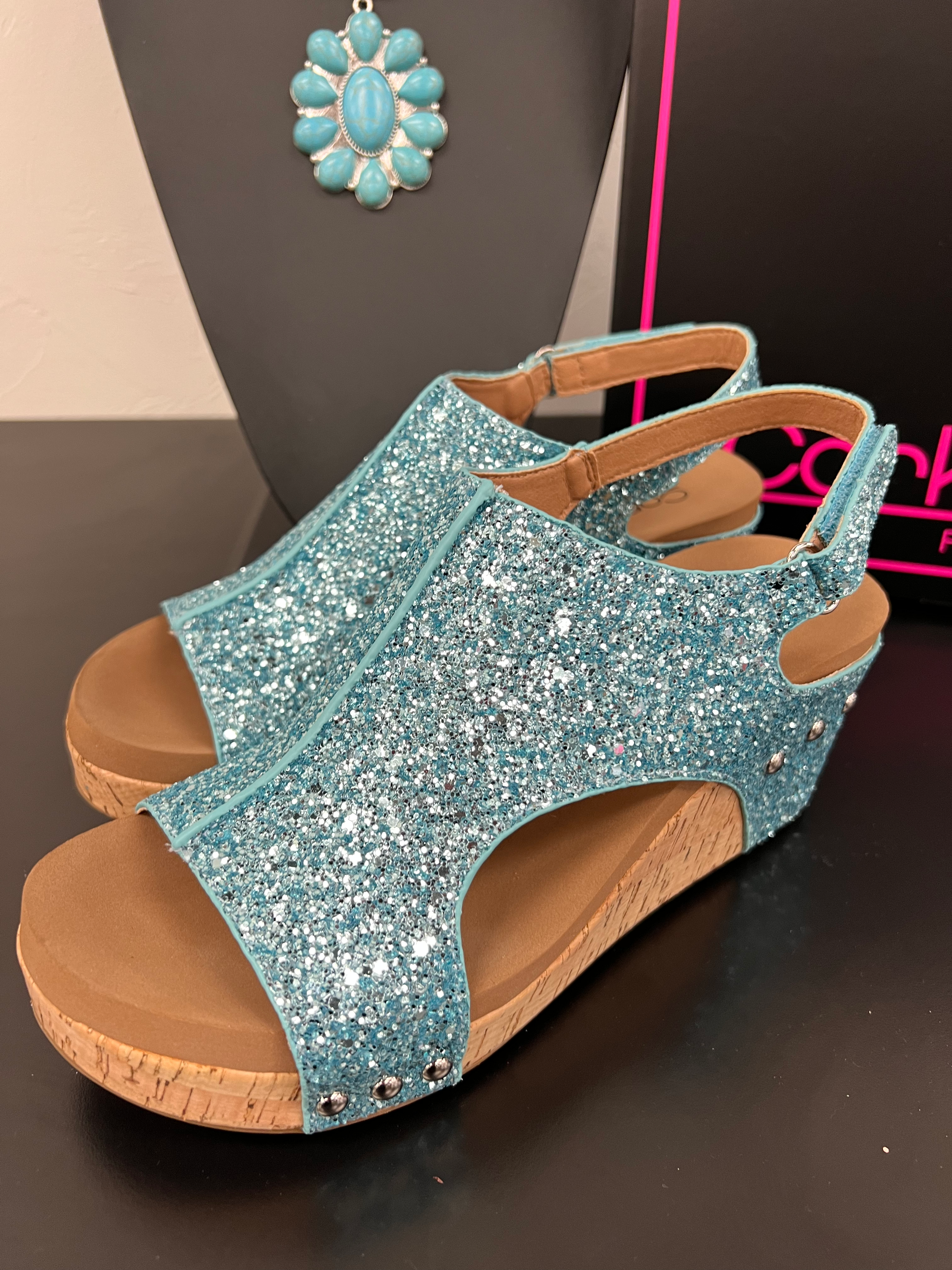 Carley Turquoise Glitter