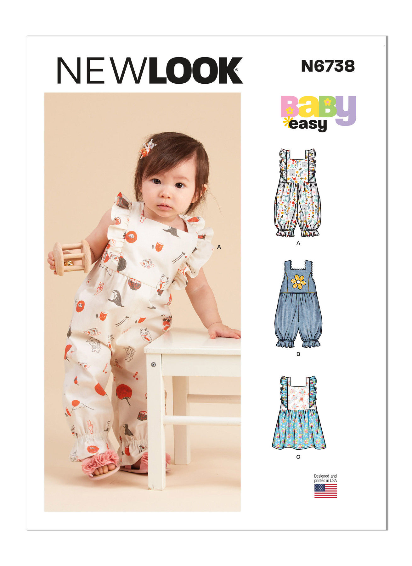 6738 New Look Babies' Rompers and Dress Pattern