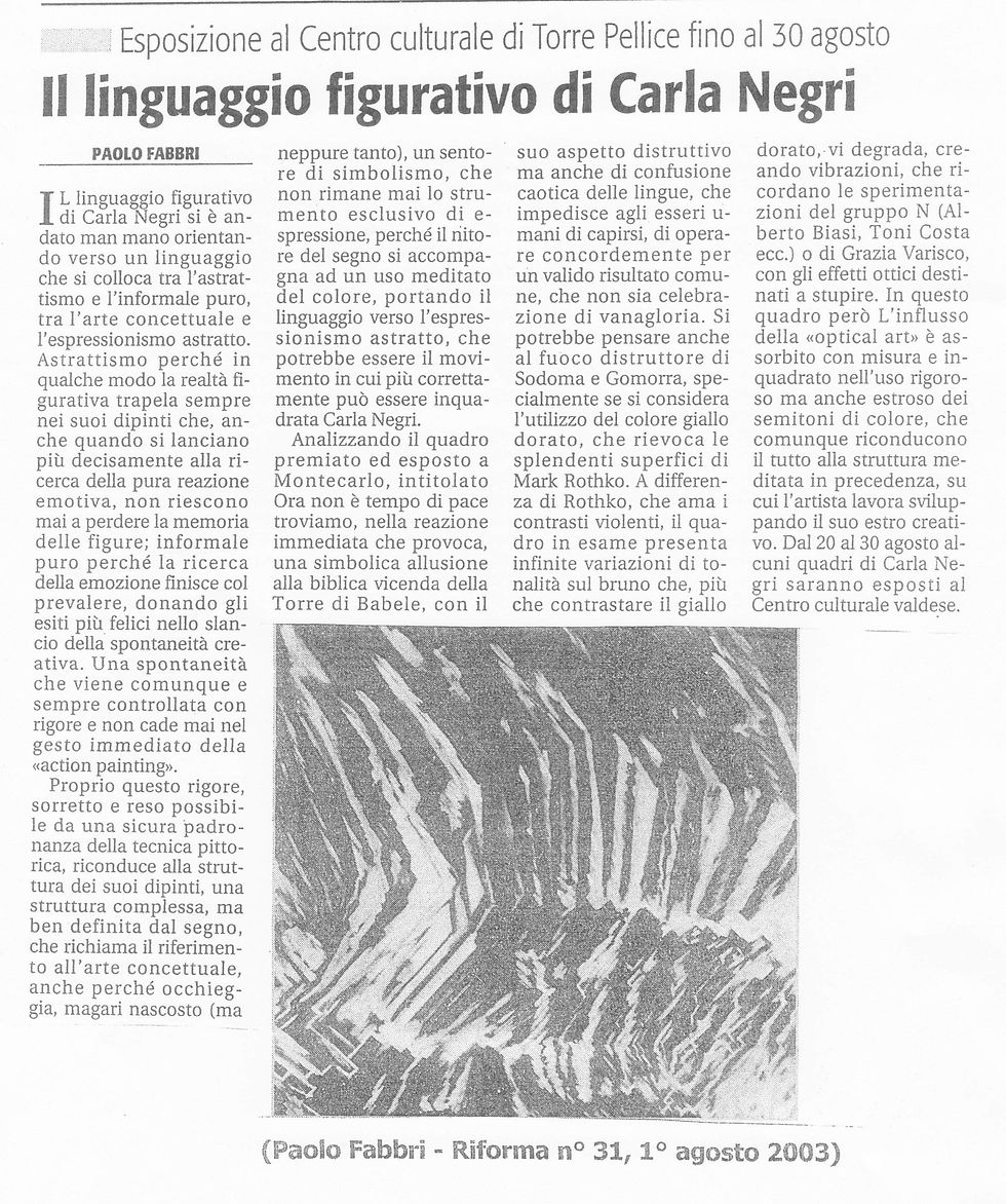 Nota critica Paolo Fabbri 2003