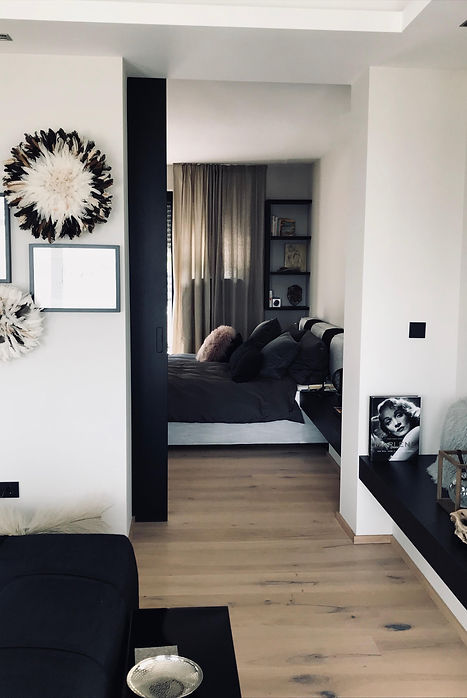 Urban Loft Schlafzimmer, schwarz weiß