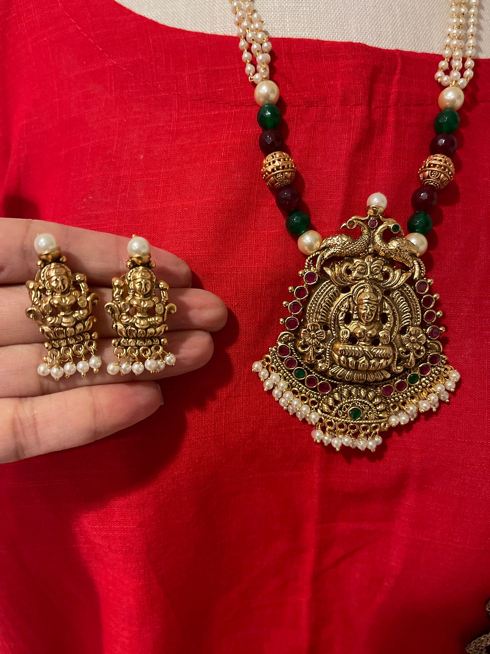 Thumbnail: Necklace Set - Turvi Saanvi, Temple Jewelry Collection 💎💎