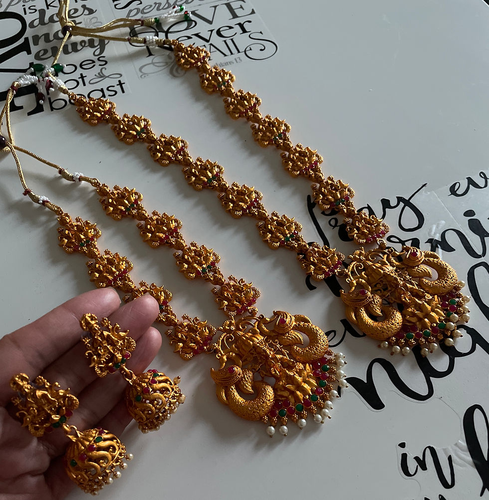 Thumbnail: Necklace Set - Saanvi, Temple jewelry collection 💎