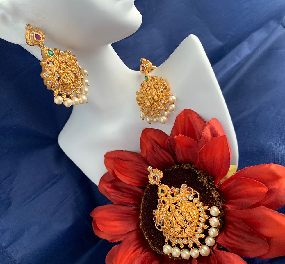 Thumbnail: Pendant Set - Turvi Vaidehi, Superior Temple Jewelry Collection 💎💎