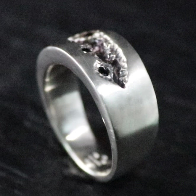 Miniature : Bague en argent - Spinelles noires - Taille 65