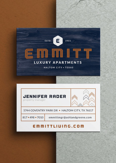 Emmitt leasing sign with contact information mounted on exterior wall