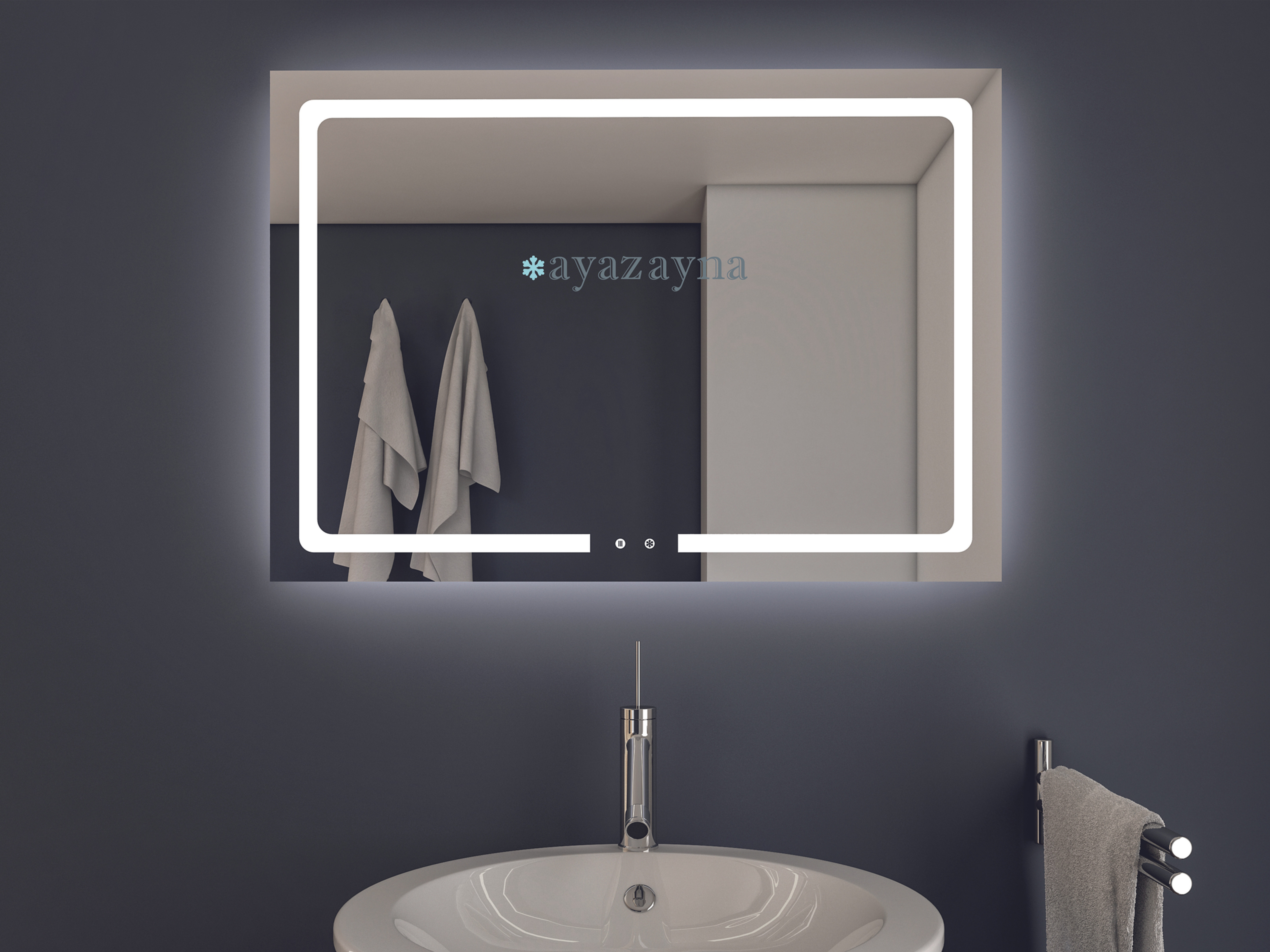Dokunmatik Led Işıklı Buğu Önleyicili Banyo Aynası