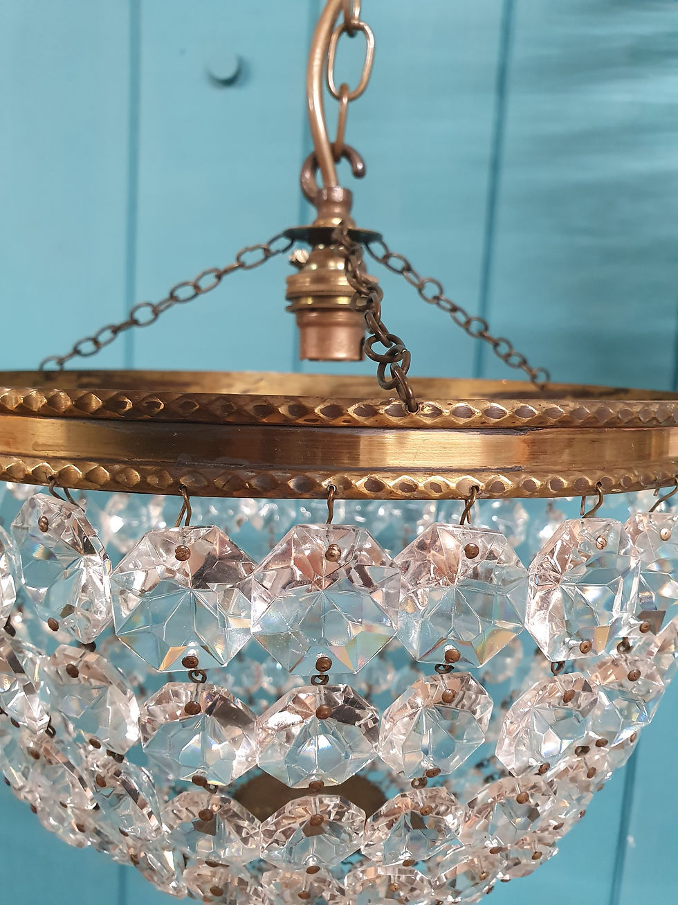 Thumbnail: Early 20th century Pair of bag chandeliers 10"