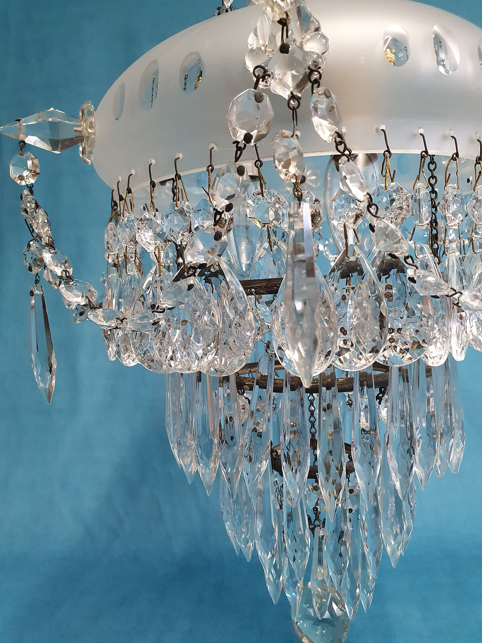 Thumbnail: Early 20th century dome top glass chandelier decorated with spikes 13"